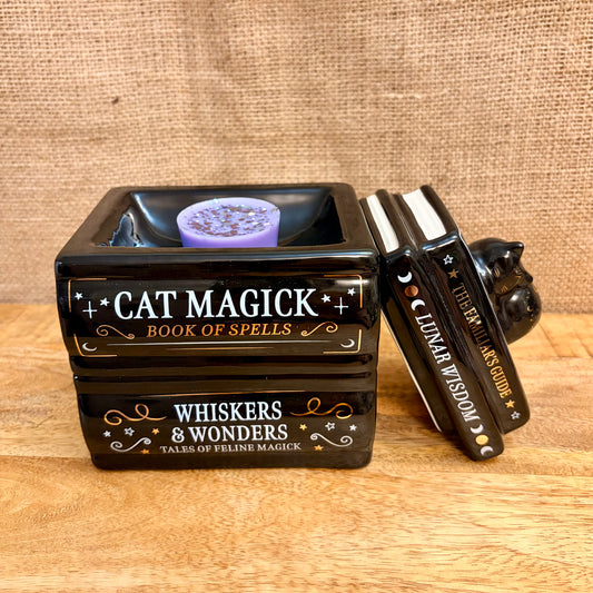 Cat Book Stack Wax/Oil Burner