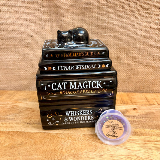 Cat Book Stack Wax/Oil Burner